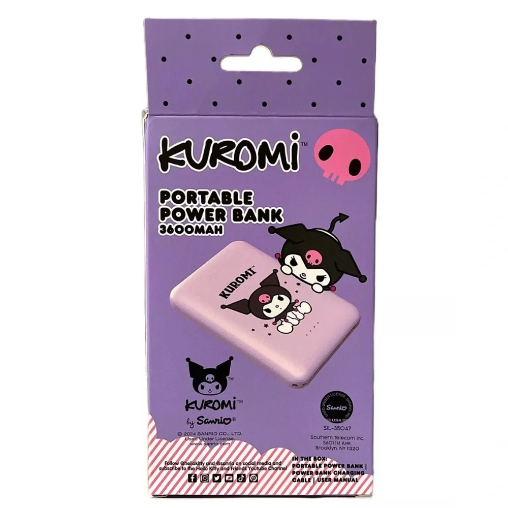 🎃🎀Hello Kitty Kuromi Portable 3600 MAH Power Bank Charging Cable-LED Indicator